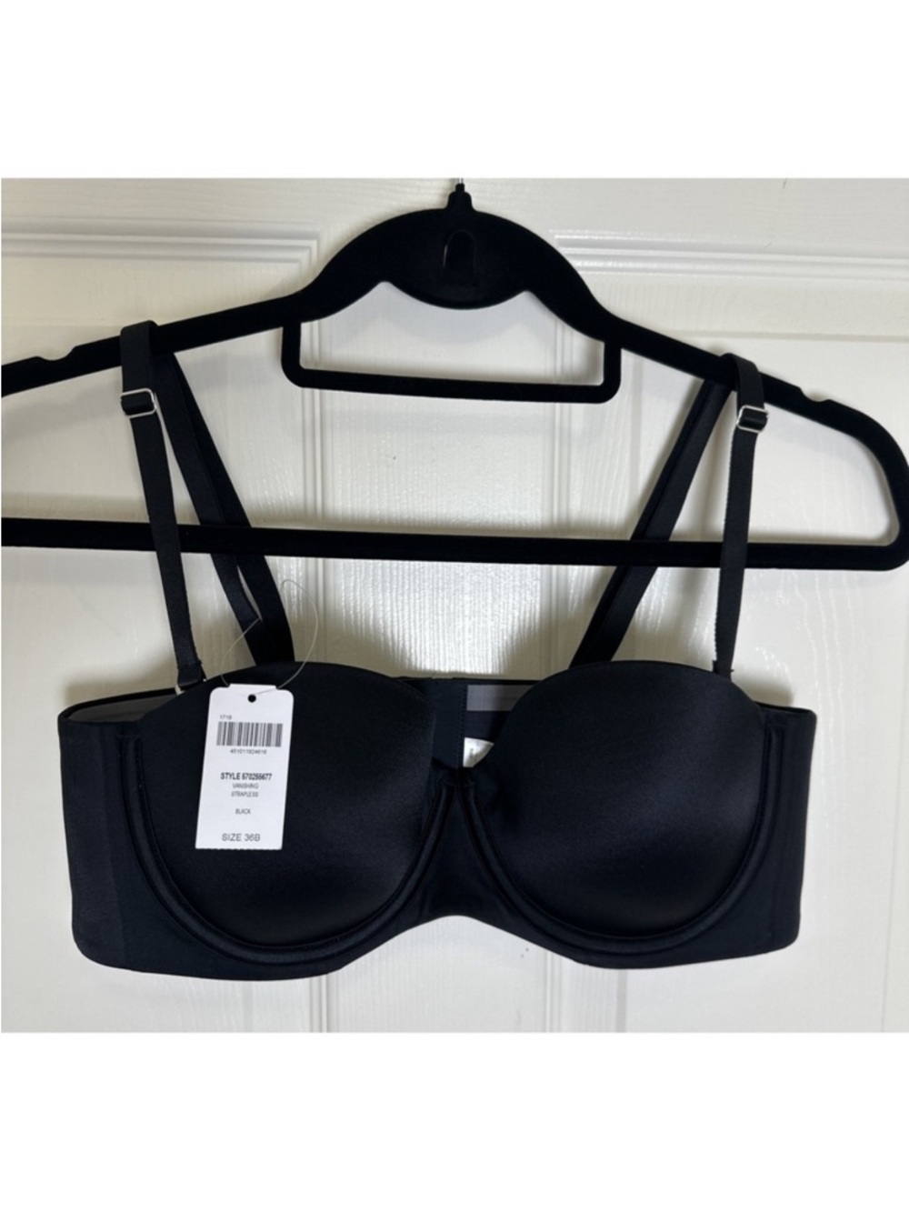 NWT Soma Vanishing Strapless Bra Black Underwire Convertible Non-Slip 36B